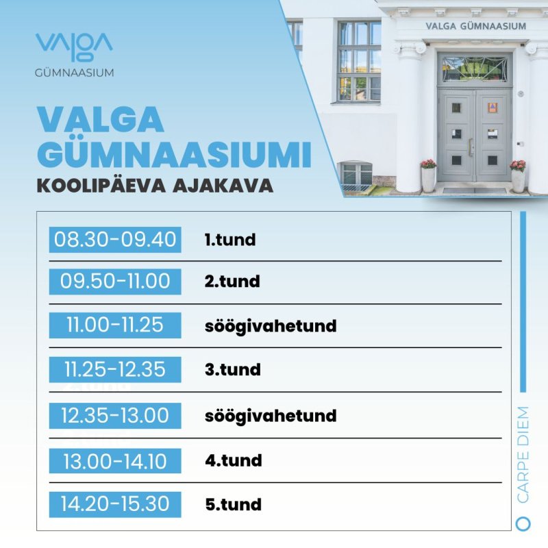 &Otilde;ppeaastal 2026/2027 algab koolip&auml;ev kell 08.30